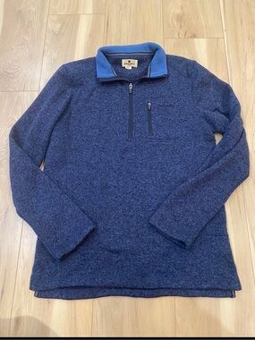 Woolrich Men's Navy Blue Quarter Zip Pullover Fleece with Contrast Collar XXL